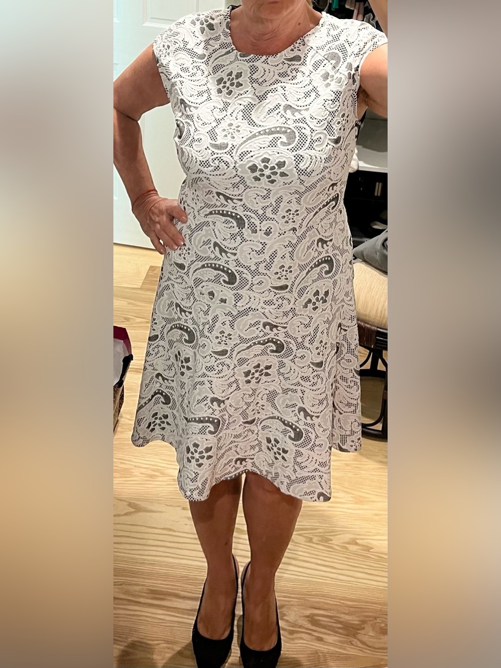 Camille La Vie White Lace Fit & Flare a-line Mini Dress size 14